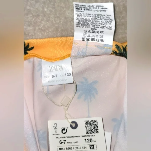 ZARA Girls UPF 50 Yellow BLK Swimsuit Bathing Suit SIZE 6/7 - Picture 4 of 5